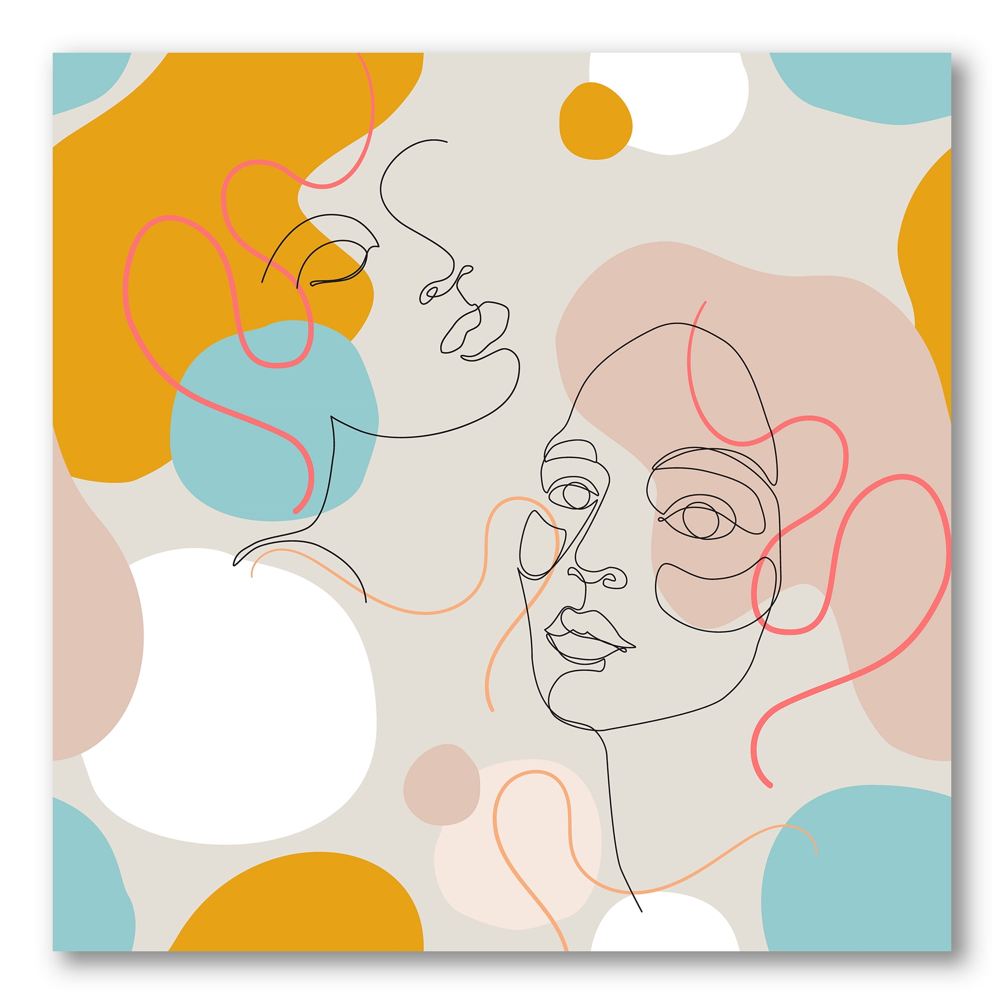 Designart ' Minimal Portrait of Female Face Drawn With One Line II ' Modern Canvas Wall Art Print