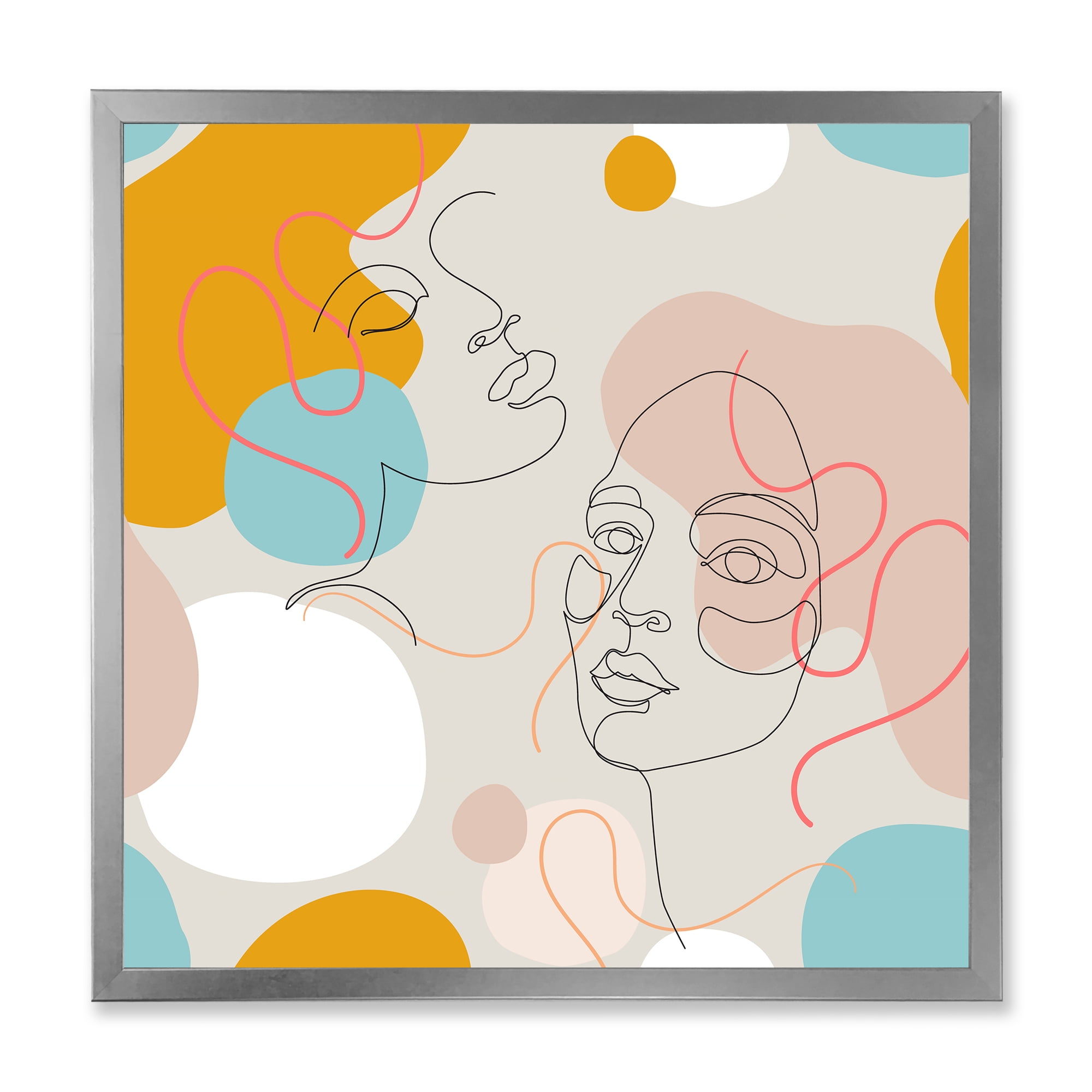 Designart 'Minimal Portrait of Female Face Drawn With One Line II' Modern Framed Art Print
