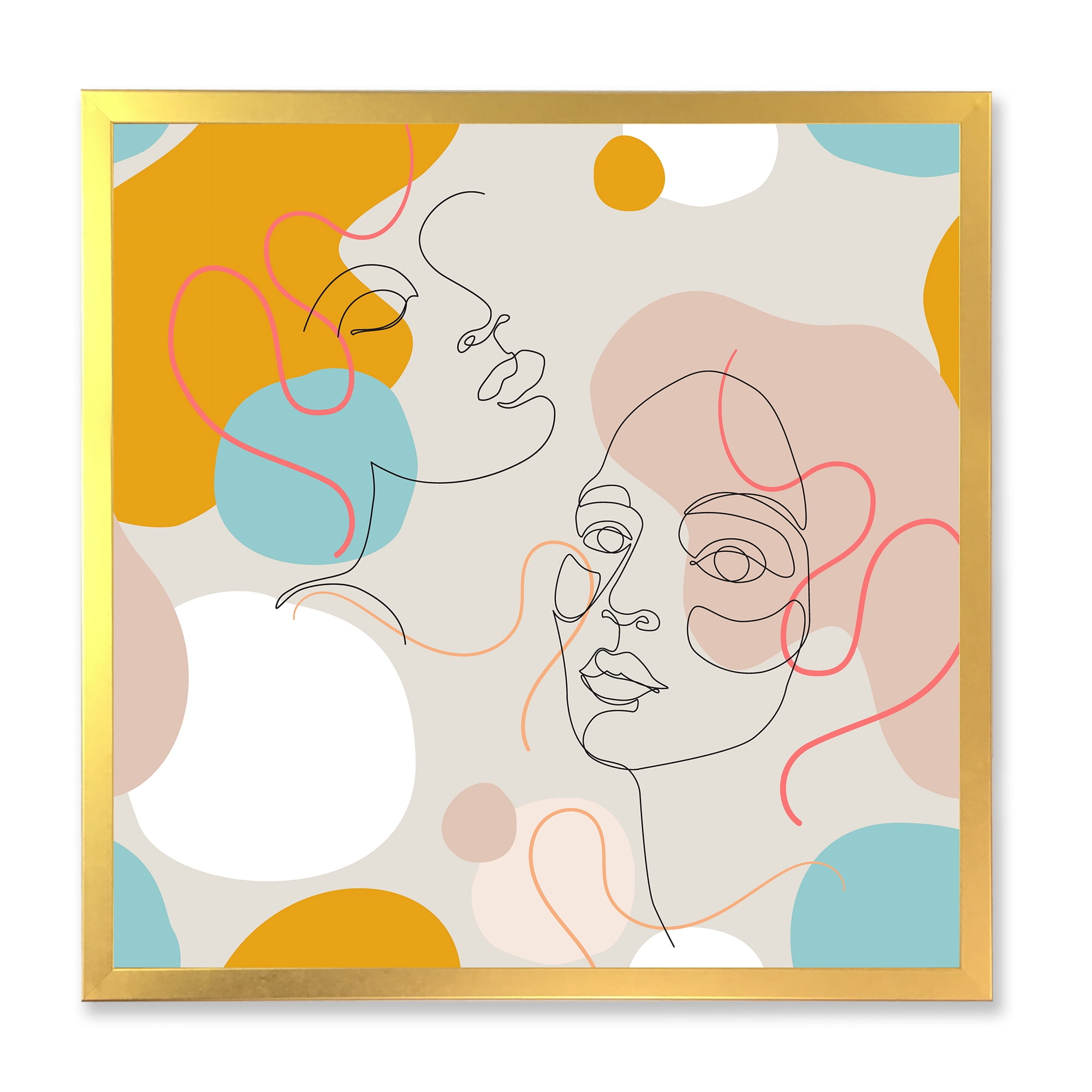 Designart 'Minimal Portrait of Female Face Drawn With One Line II' Modern Framed Art Print