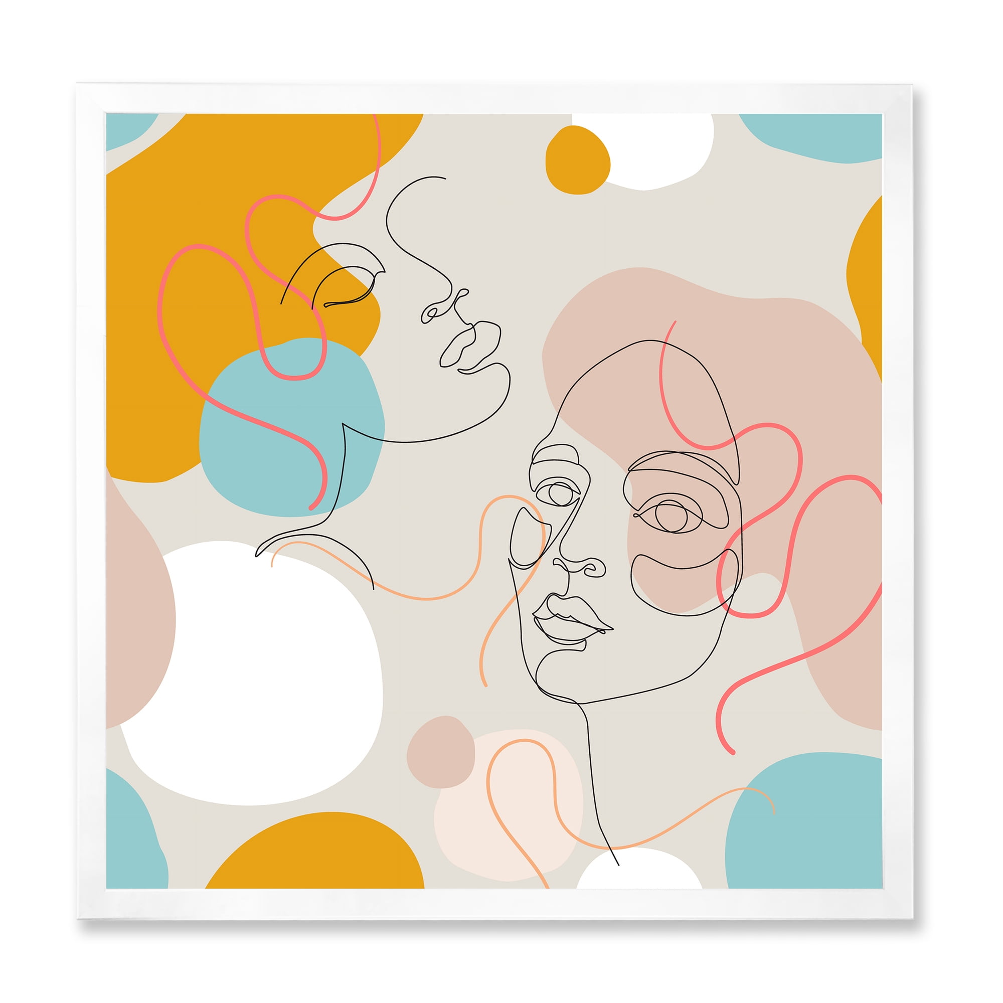 Designart 'Minimal Portrait of Female Face Drawn With One Line II' Modern Framed Art Print