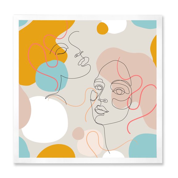 Designart 'Minimal Portrait of Female Face Drawn With One Line II' Modern Framed Art Print