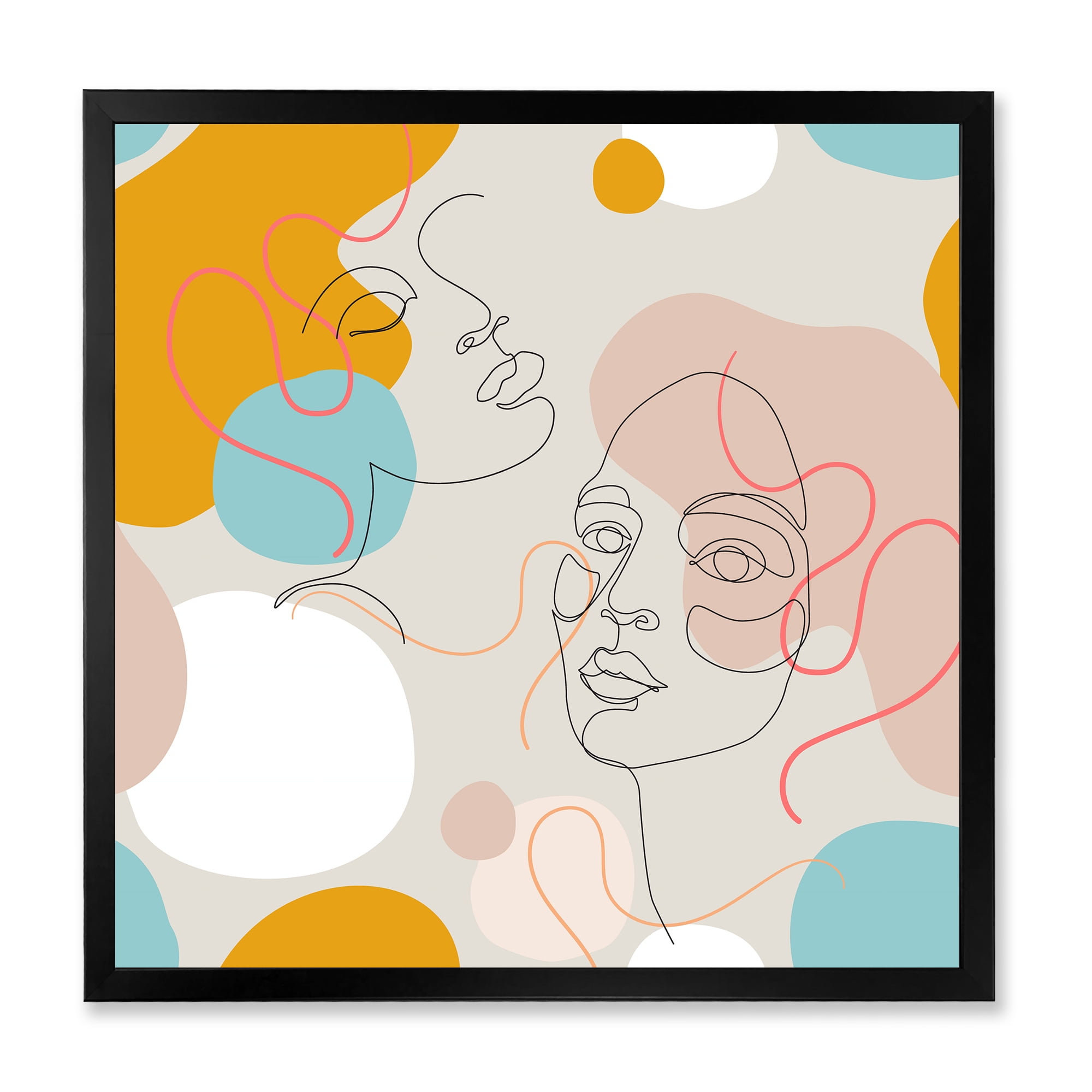 Designart 'Minimal Portrait of Female Face Drawn With One Line II' Modern Framed Art Print