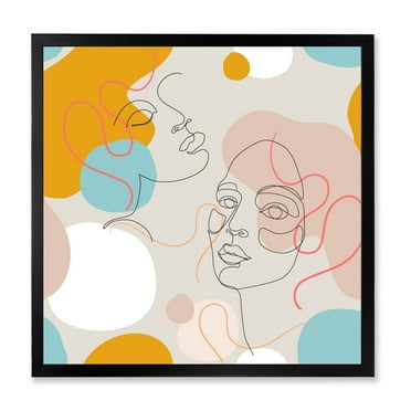 Designart 'Minimal Portrait of Female Face Drawn With One Line II' Modern Framed Art Print