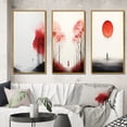 thumbnail image 1 of Designart "Minimal Serenity Moonlit Wanderings II" Abstract Landscape Framed Wall Art Set Of 3 - Red Abstract Landscapes Frame Canvas Set For Living Room Decor, 1 of 6
