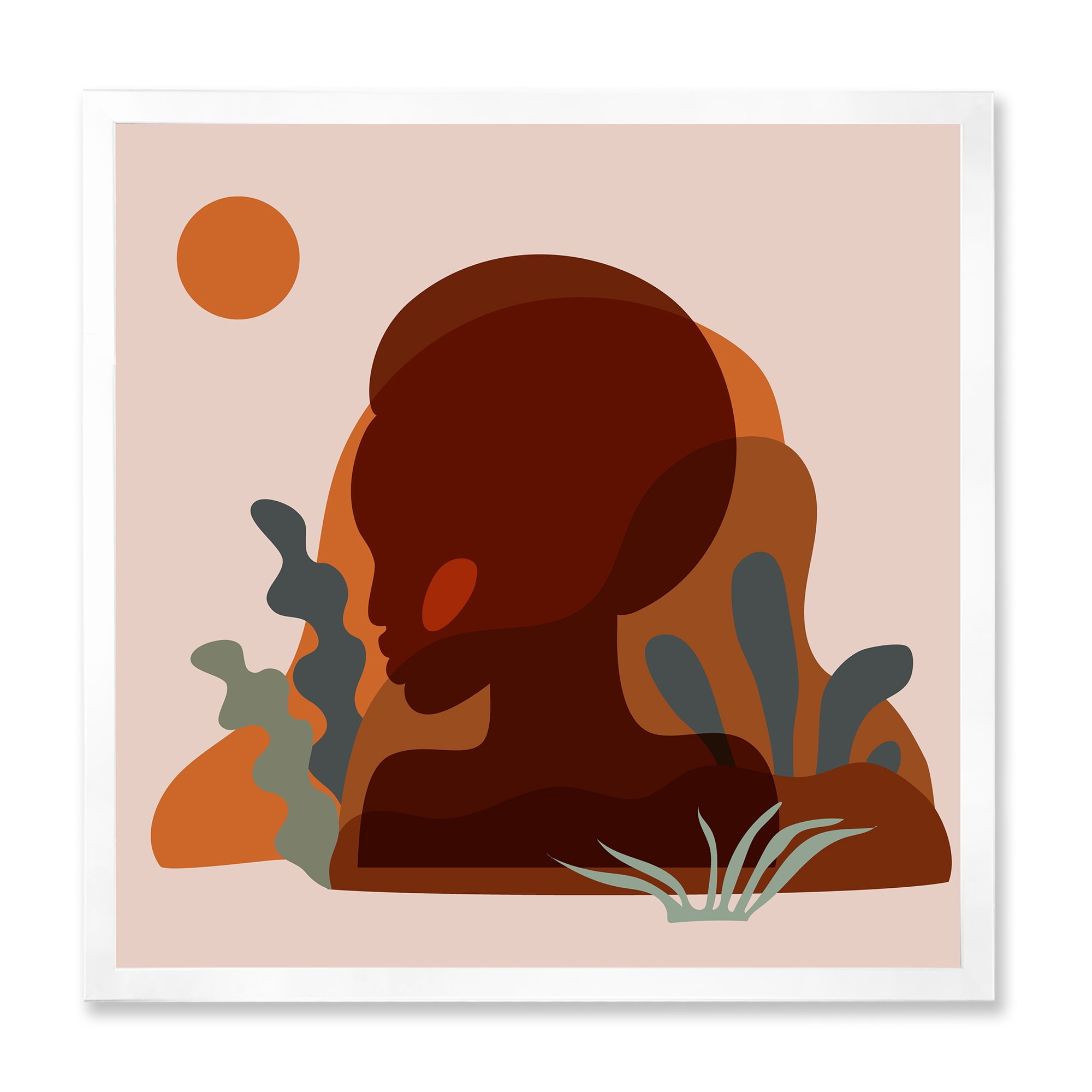 Designart 'Minimal Silhouette Of African American Woman' Modern Framed Art Print