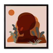Designart 'Minimal Silhouette Of African American Woman' Modern Framed Art Print
