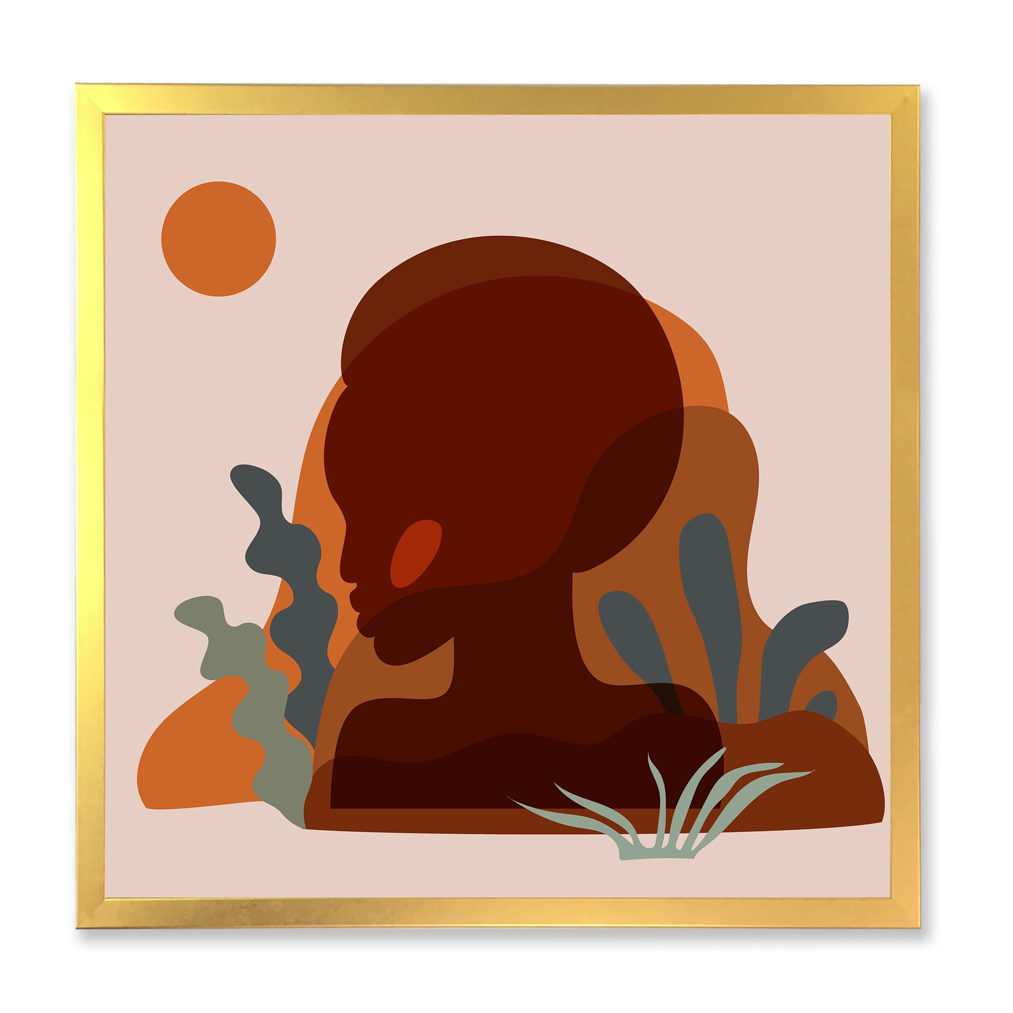 Designart 'Minimal Silhouette Of African American Woman' Modern Framed Art Print