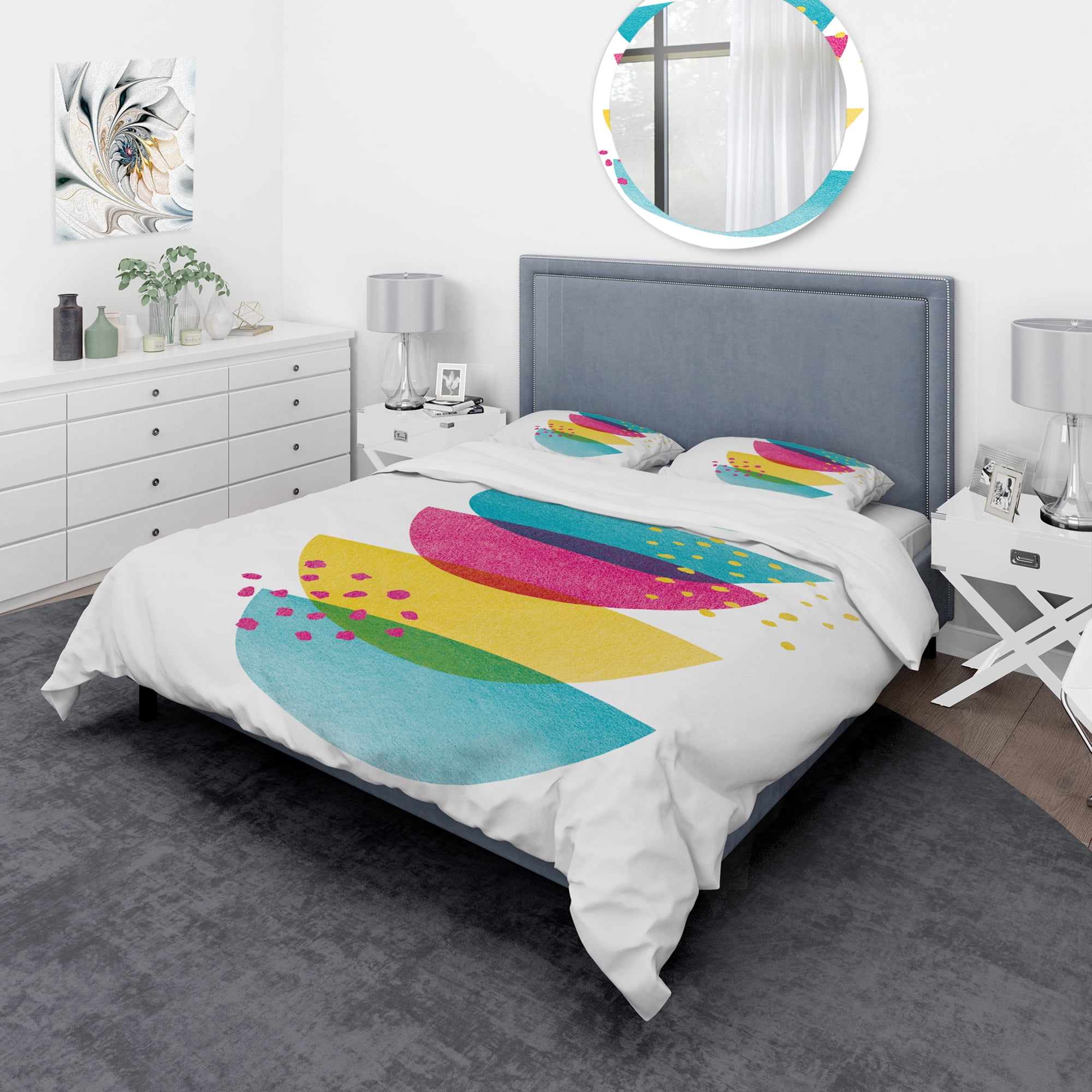 Designart 'Minimal Spots Balance III' Geometric Duvet Cover Set