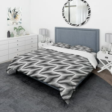 Designart 'Minimal Striped Wave Geometry' Vintage Duvet Cover Set