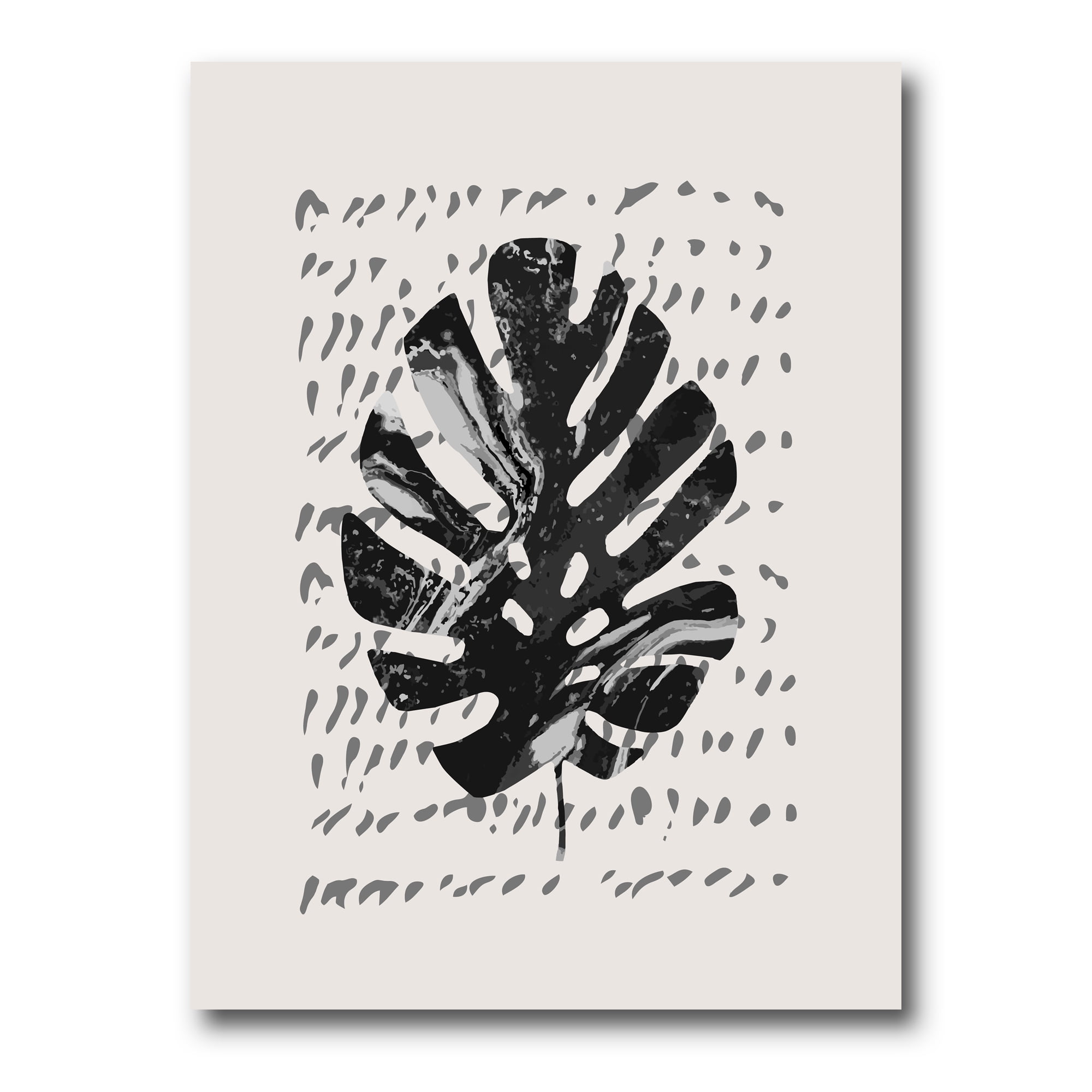 Designart ' Minimal Tropical Palm Leaf Over Grunge Texture ' Tropical Canvas Wall Art Print