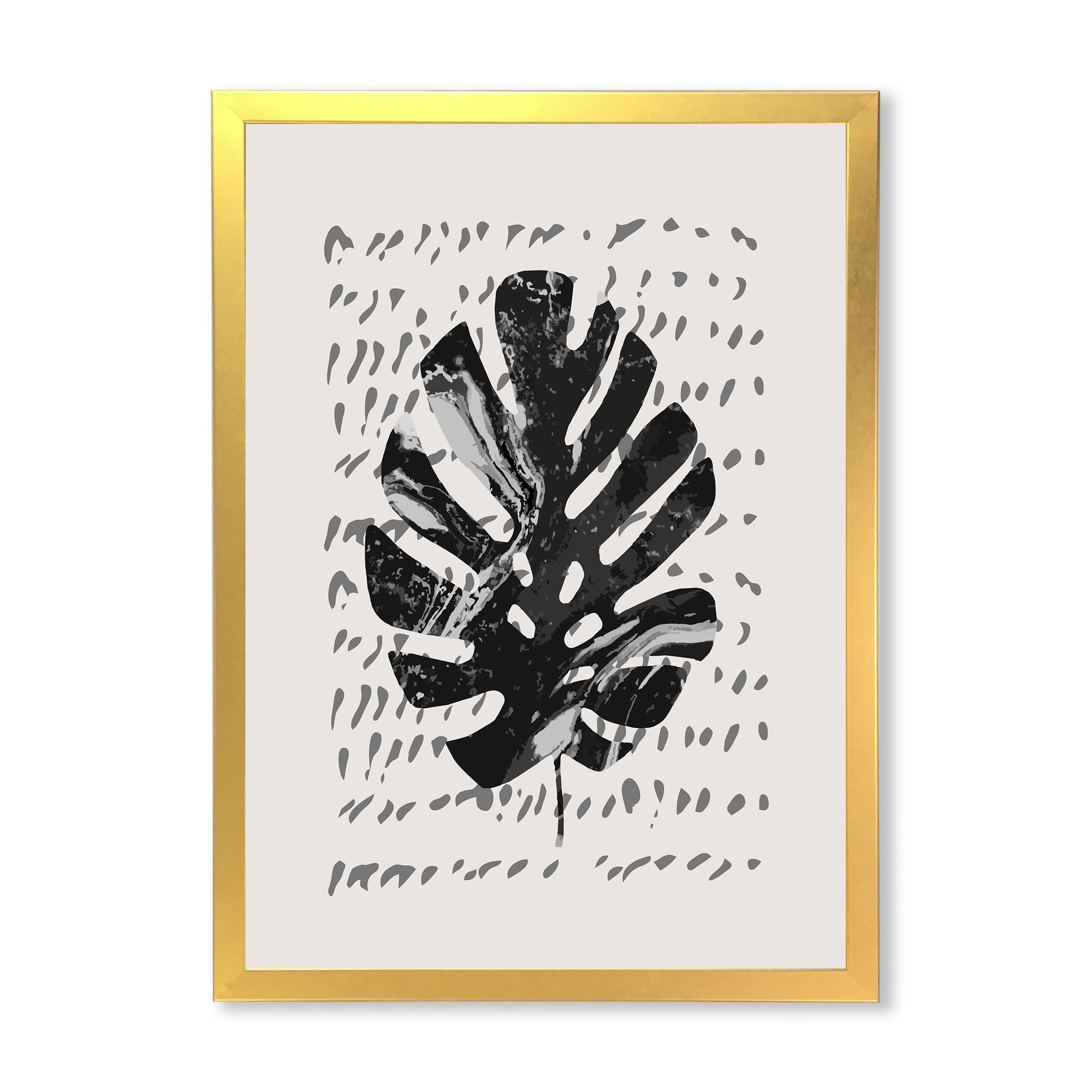 Designart 'Minimal Tropical Palm Leaf Over Grunge Texture' Tropical Framed Art Print