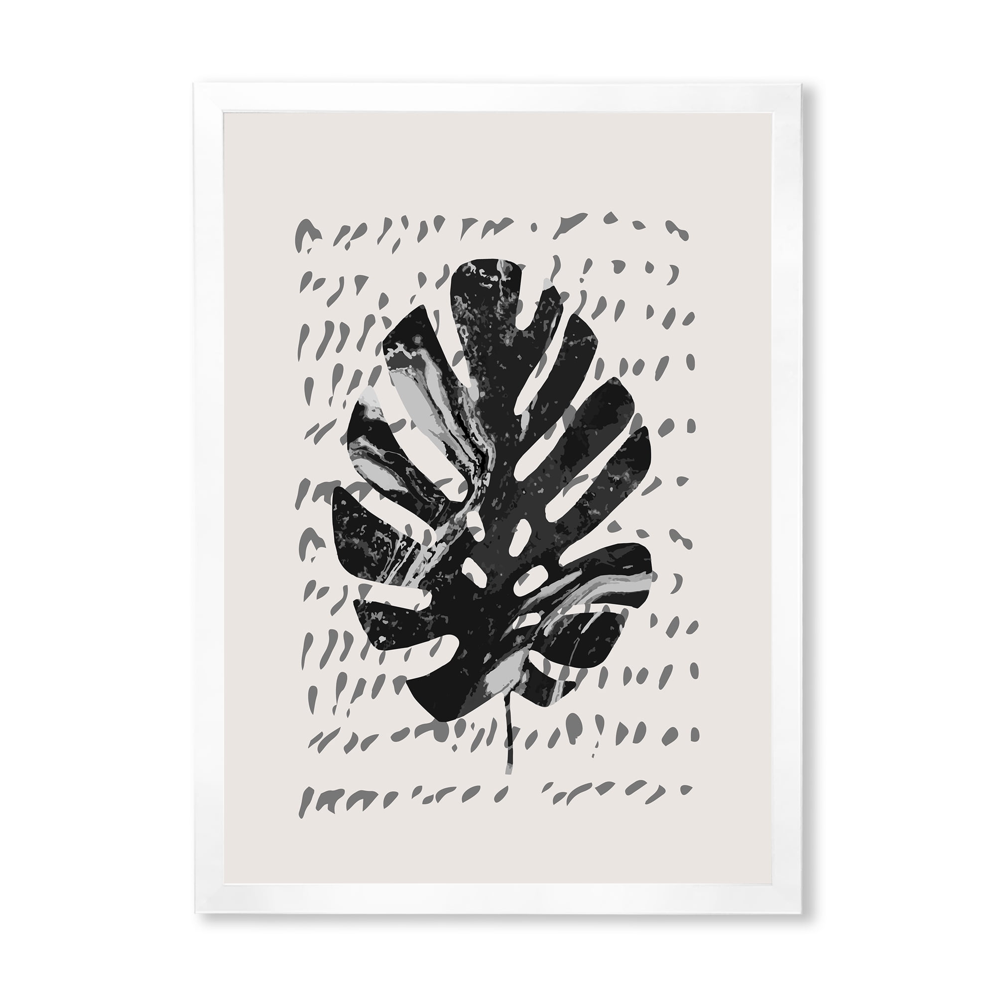 Designart 'Minimal Tropical Palm Leaf Over Grunge Texture' Tropical Framed Art Print