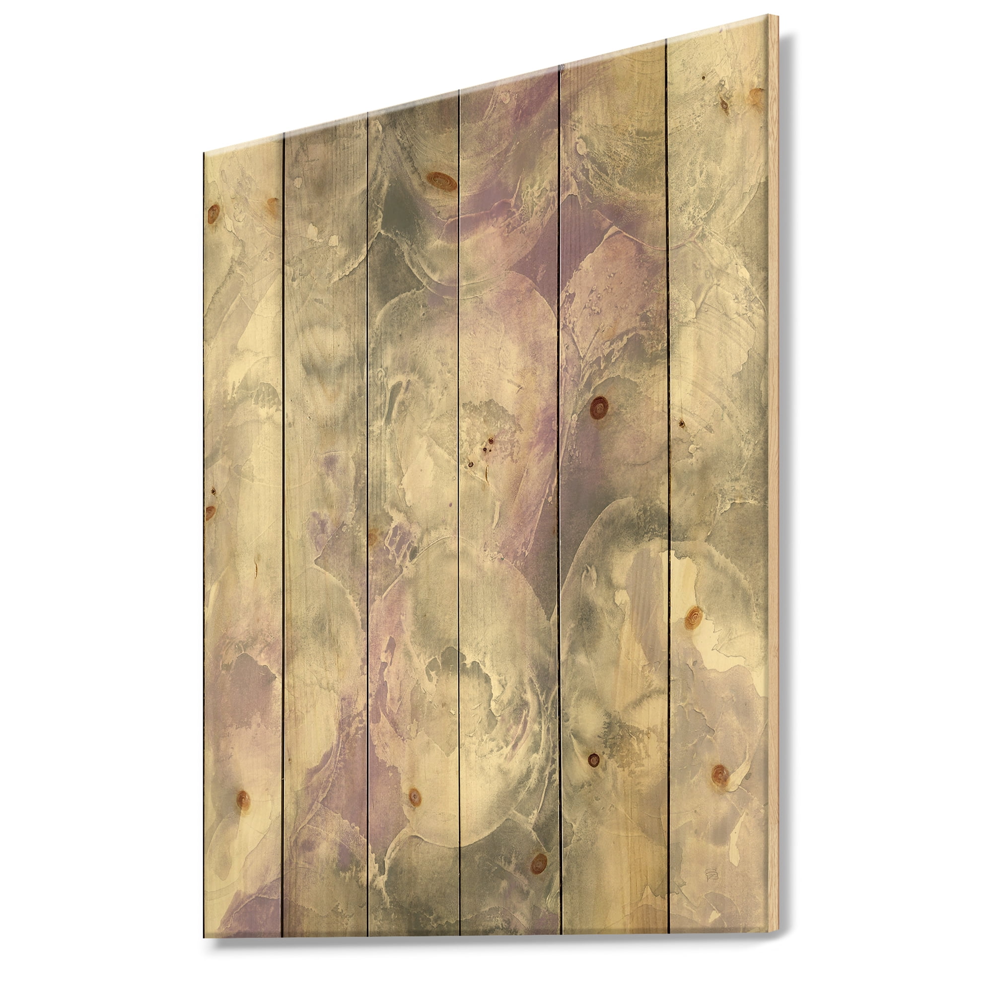 Designart 'Minimal Watercolor Purple Tones III' Modern Farmhouse Print on Natural Pine Wood