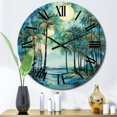 thumbnail image 1 of Designart "Minimalims Palm Trees Green V" Floral Oversized Wall Clock, 1 of 5