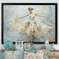 thumbnail image 1 of Designart "Minimalism Ballerina In Beige And Gold" Ballet Picture Framed Canvas Wall Art, 1 of 5