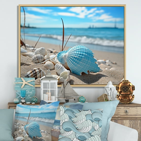 Designart "Minimalism Beachside Calm II" Nautical & Beach Floater Framed Wall Decor