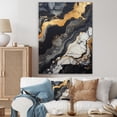 thumbnail image 1 of Designart "Minimalism Chrome Gold And Black Potteries III" Abstract Spirals Wall Art Living Room, 1 of 7