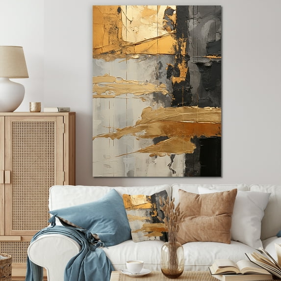 Designart "Minimalism Chrome Gold And Grey Potteries" Abstract Spirals Wall Decor