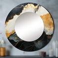 thumbnail image 1 of Designart "Minimalism Chrome White And Black Potteries" Abstract Spirals Round Mirror Wall Decor Modern - Large White Round Office Mirror - Round Mirror - 29" x 29", 1 of 6