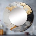 thumbnail image 1 of Designart "Minimalism Chrome White And Gold Potteries" Abstract Spirals Rund Mirror For Wall Decor - Large White Round Print Mirror - Round Modern Mirror - Wall Mounted Round Large Mirror - 23" x 23", 1 of 6