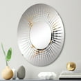 thumbnail image 1 of Designart "Minimalism Chrome White and Gold Potteries" Abstract Spirals Starburst Round Wall Mirror - Abstract Oval Printed Decorative Mirror - Multiple Color Options, 1 of 5