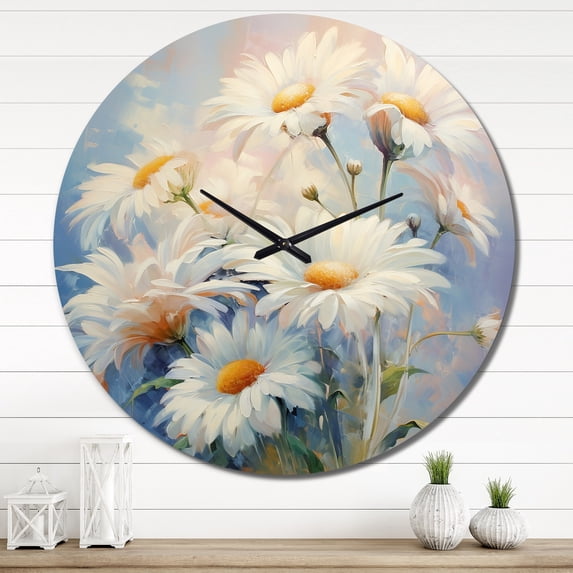Designart "Minimalism Daisy expression II" Landscapes Oversized Wall Clock