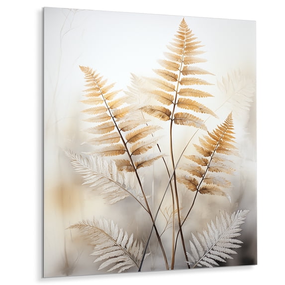 Designart "Minimalism Ferns Verdant gracefulness I" Floral & Botanical Metal Art Living Room