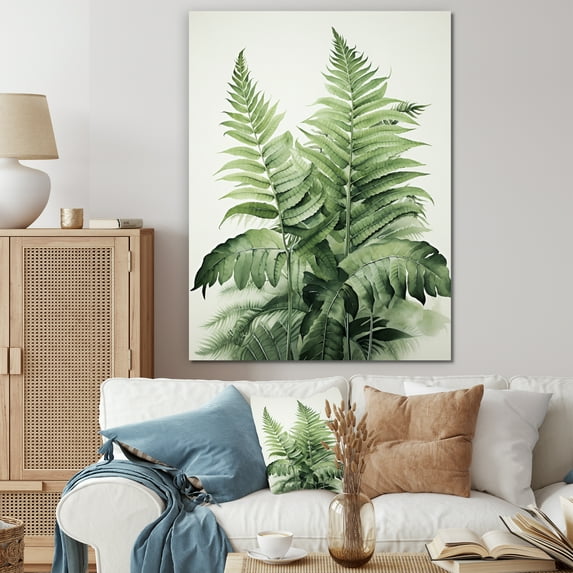 Designart "Minimalism Ferns Verdant gracefulness II" Floral & Botanical Wall Art Living Room