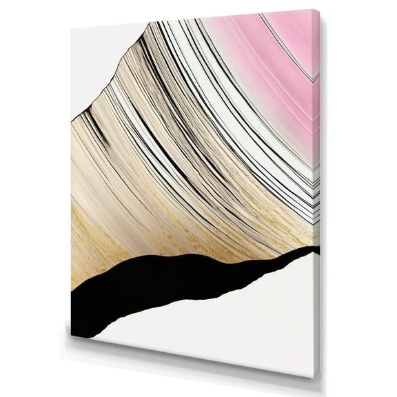 Designart Minimalism Pink And Gold Cubic Fusion I Canvas Wall Art