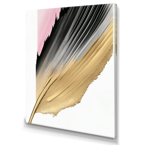 Designart Minimalism Pink And Gold Cubic Fusion II Canvas Wall Art