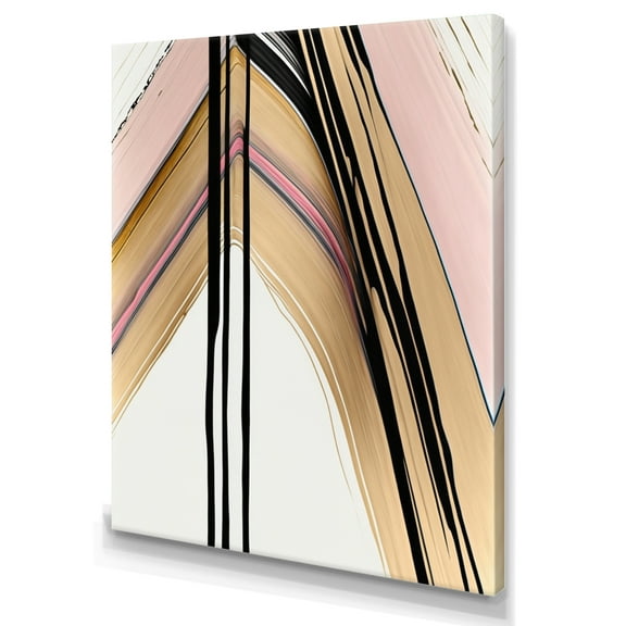 Designart Minimalism Pink And Gold Cubic Fusion IX Canvas Wall Art