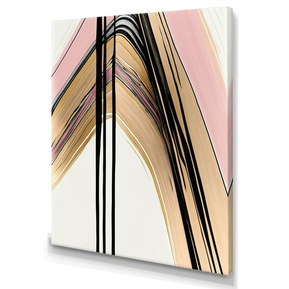 Designart Minimalism Pink And Gold Cubic Fusion V Canvas Wall Art