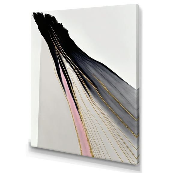 Designart Minimalism Pink And Gold Cubic Fusion VI Canvas Wall Art