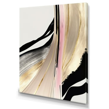 Designart Minimalism Pink And Gold Cubic Fusion VII Canvas Wall Art