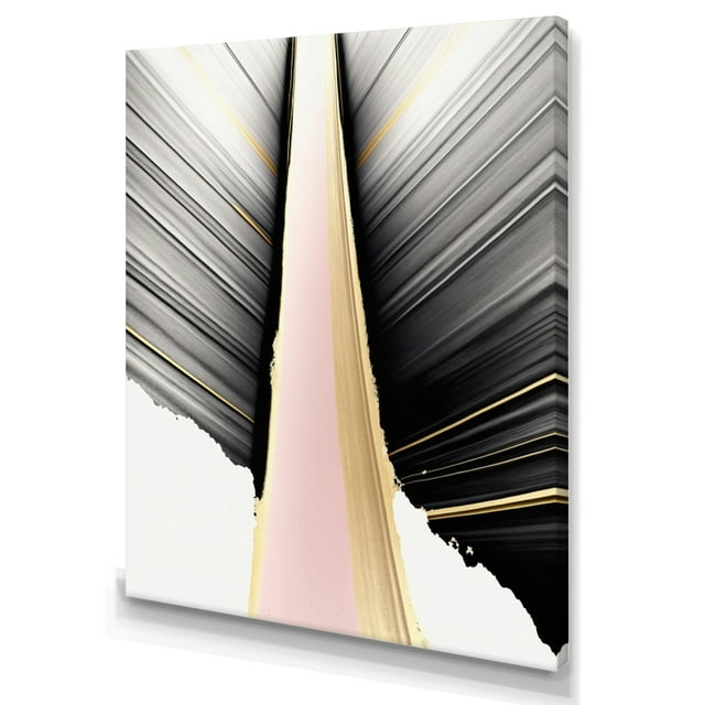 Designart Minimalism Pink And Gold Cubic Fusion VIII Canvas Wall Art