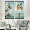 thumbnail image 1 of Designart "Minimalism Plam Tree silence II" Palms & Palm Trees Framed Wall Art Set Of 2 - Green Floral Frame Gallery Set For Office Decor, 1 of 7