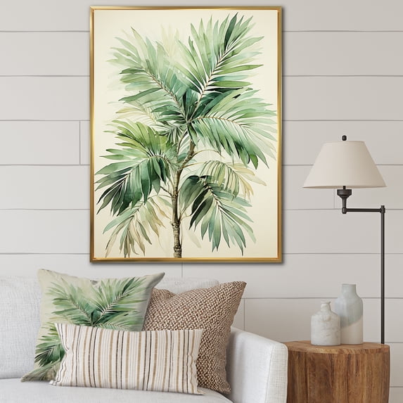 Designart "Minimalism Plam Tree silence III" Floral Floater Framed Canvas Print