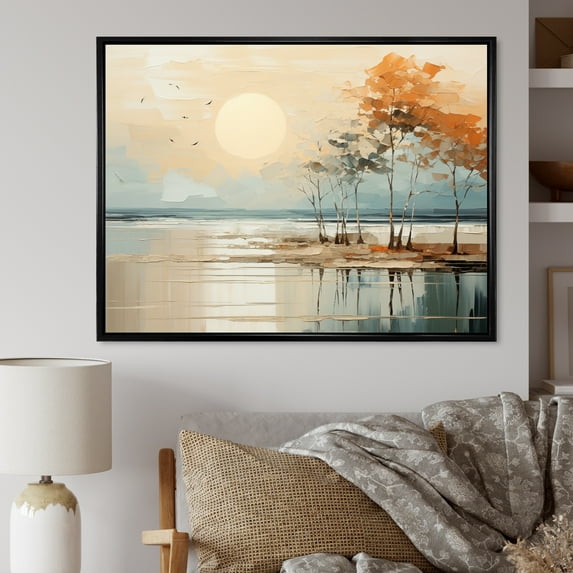 Designart "Minimalism Sailboat flow II" Sailing Boat Floater Framed Canvas Wall Art