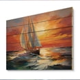 thumbnail image 1 of Designart "Minimalism Sailboat flow VI" Sailing Boat Print on Natural Pine Wood, 1 of 5