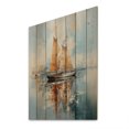 thumbnail image 1 of Designart "Minimalism Sailboat peaceful III" Nautical & Beach Print on Natural Pine Wood, 1 of 5