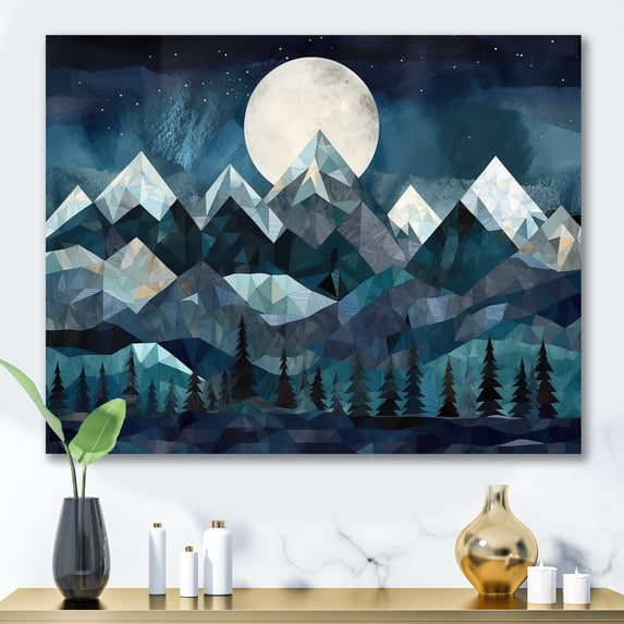 Designart "Minimalism Winter Mountains IV" Minimalism Landscape Canvas Art Print