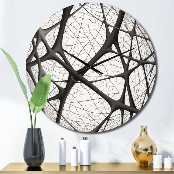Designart "Minimalism in Black and White IX" Abstract Shapes Oversized Wall Clock