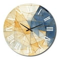 thumbnail image 1 of Designart "Minimalism in Blue and Gold II" Abstract Shapes Oversized Wall Clock, 1 of 5
