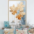 thumbnail image 1 of Designart "Minimalist Beige And Blue Maple Leaf" Tree Maple Floater Framed Canvas Wall Art, 1 of 5