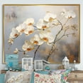 thumbnail image 1 of Designart "Minimalist Beige And Gold Orchids III" Orchids Floater Framed Wall Art Prints, 1 of 5