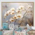 thumbnail image 1 of Designart "Minimalist Beige And Gold Orchids III" Orchids Floater Framed Wall Art Prints, 1 of 5
