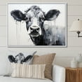 thumbnail image 1 of Designart "Minimalist Black And White Cow I" Animals Cow Floater Framed Wall Decor, 1 of 5