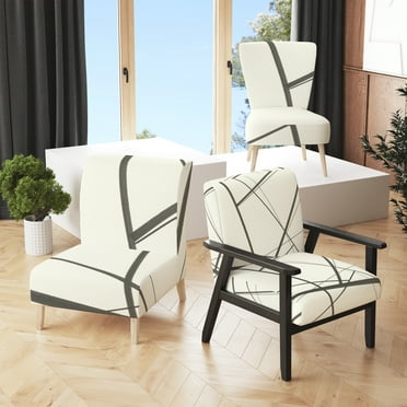 Designart "Minimalist Black And White IV" Upholstered Transitional Accent Chair - Arm Chair