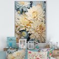thumbnail image 1 of Designart "Minimalist Blue And Gold Mums Painting I" Mums Floater Framed Wall Decor, 1 of 5