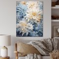 thumbnail image 1 of Designart "Minimalist Blue And Gold Mums Painting III" Mums Canvas Art Print, 1 of 7